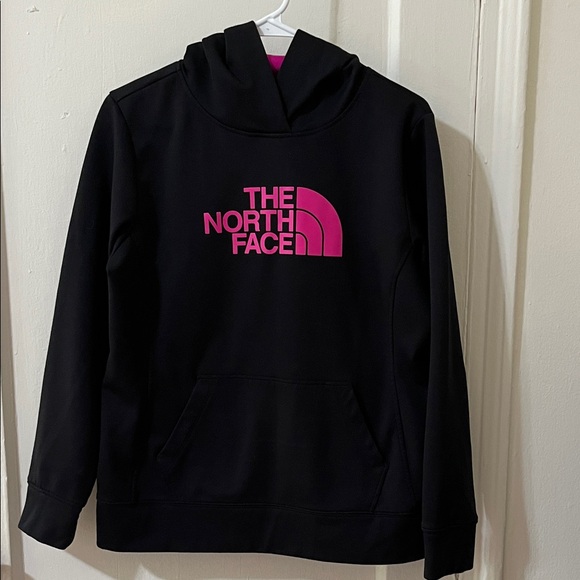 The North Face Black Hoodie with Pink Logo, Size Women’s Large - Picture 1 of 6